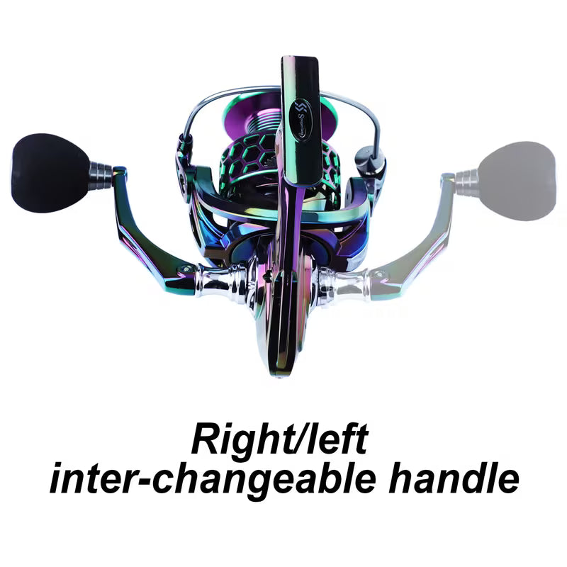 Sougayilang Ultra Smooth Spinning Fishing Reel, 13+1BB, Lightweight Aluminum Alloy, Ambidextrous Handle, Vibrant Iridescent Finish - Ideal for Freshwater & Saltwater Fishing, Fishing Gear