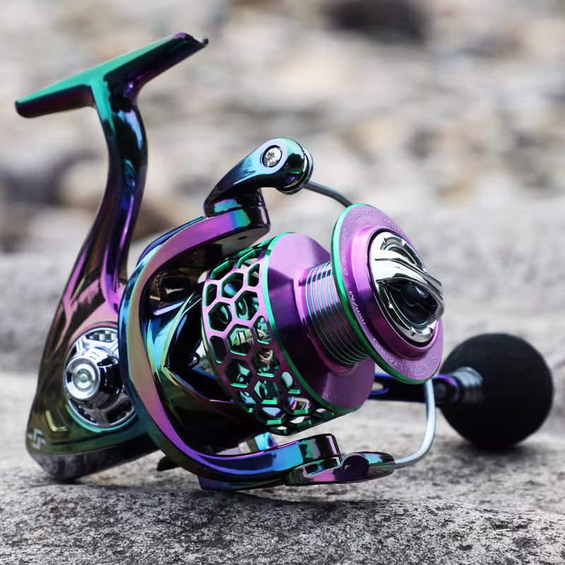 Sougayilang Ultra Smooth Spinning Fishing Reel, 13+1BB, Lightweight Aluminum Alloy, Ambidextrous Handle, Vibrant Iridescent Finish - Ideal for Freshwater & Saltwater Fishing, Fishing Gear